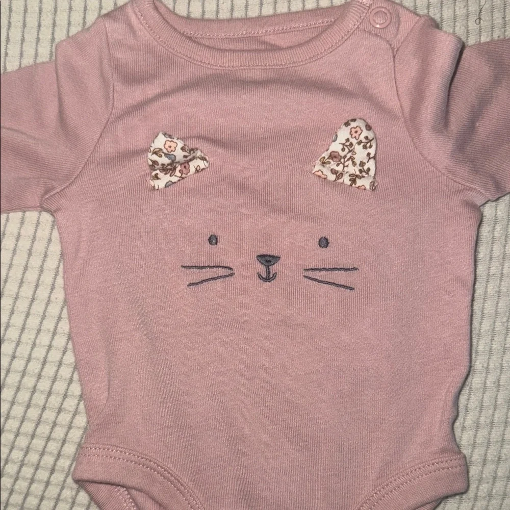 Carter's Mauve Cat Bodysuit and Floral Pants Set